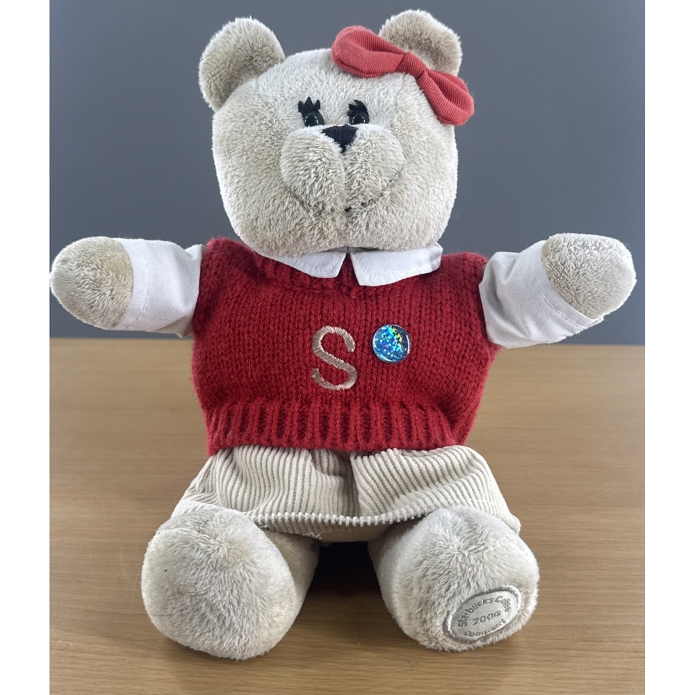 Starbucks 2004‎ Teddy Bear Plush Red Sweater Corduroy Skirt Bow 11" Limited Ed